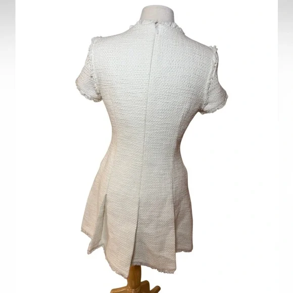 Cinq à Sept Nova Tweed Cream Fit & Flare Pleated Mini Dress-NWT Size 8
